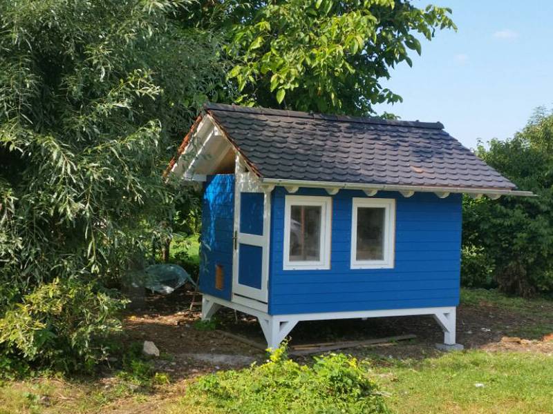 Этот яркий коттедж - домик для гусей, уток и кур.