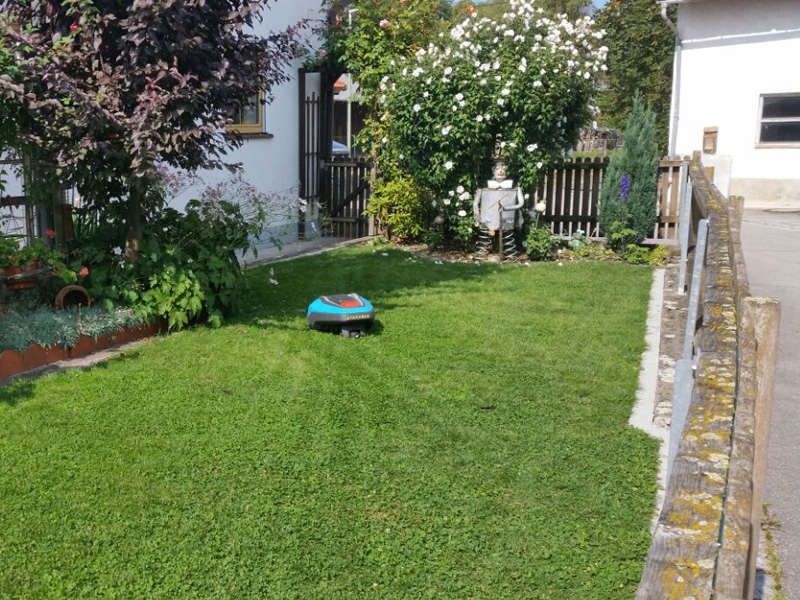 Для этого зеленого робота-газонокосильщика. Тоже вполне себе питомец.